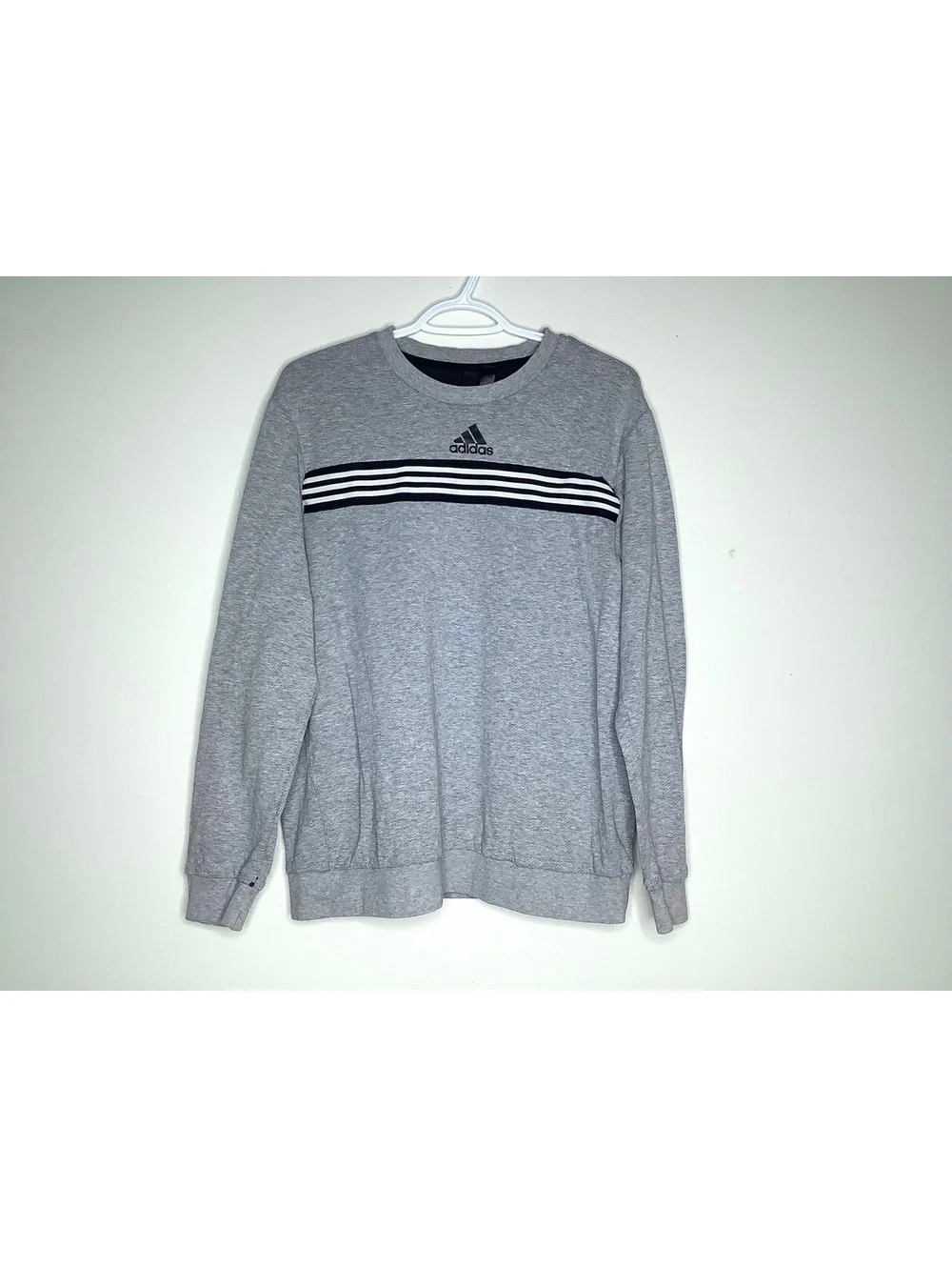 < Adidas Heather Grey Logo Crewneck Sweatshirt Size Large >